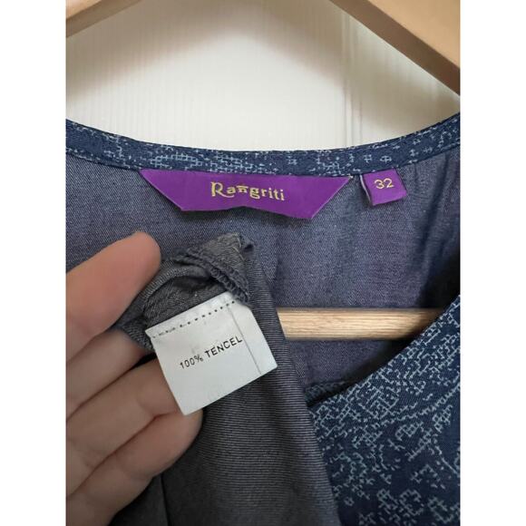 Rangriti Kurta Tunic Sz S Paisley Tencel Boho Indian Flare Sleeve Indie Lagom - Picture 6 of 12